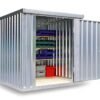 Materialcontainer MC 1200, verzinkt, zerlegt, mit Holzfußboden, 2100 x 2170 x 2150 mm, Einflügeltür auf der 2 m Seite
