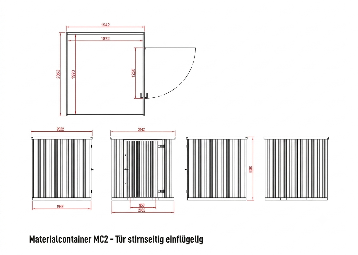 container MC2, verzinkt, H 2090 x B 2142 x T 2022 mm, Tür stirnseitig einflügelig – Bild 10