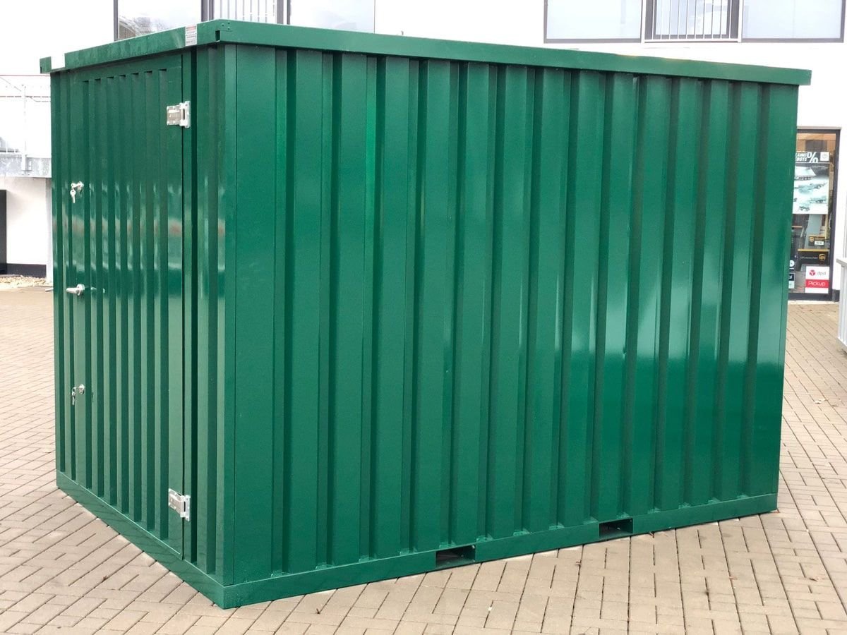 Container MC3, lackiert RAL 6005 Moosgrün, H 2090 x B 2142 x T 2950 mm, Tür stirnseitig einflügelig – Bild 4