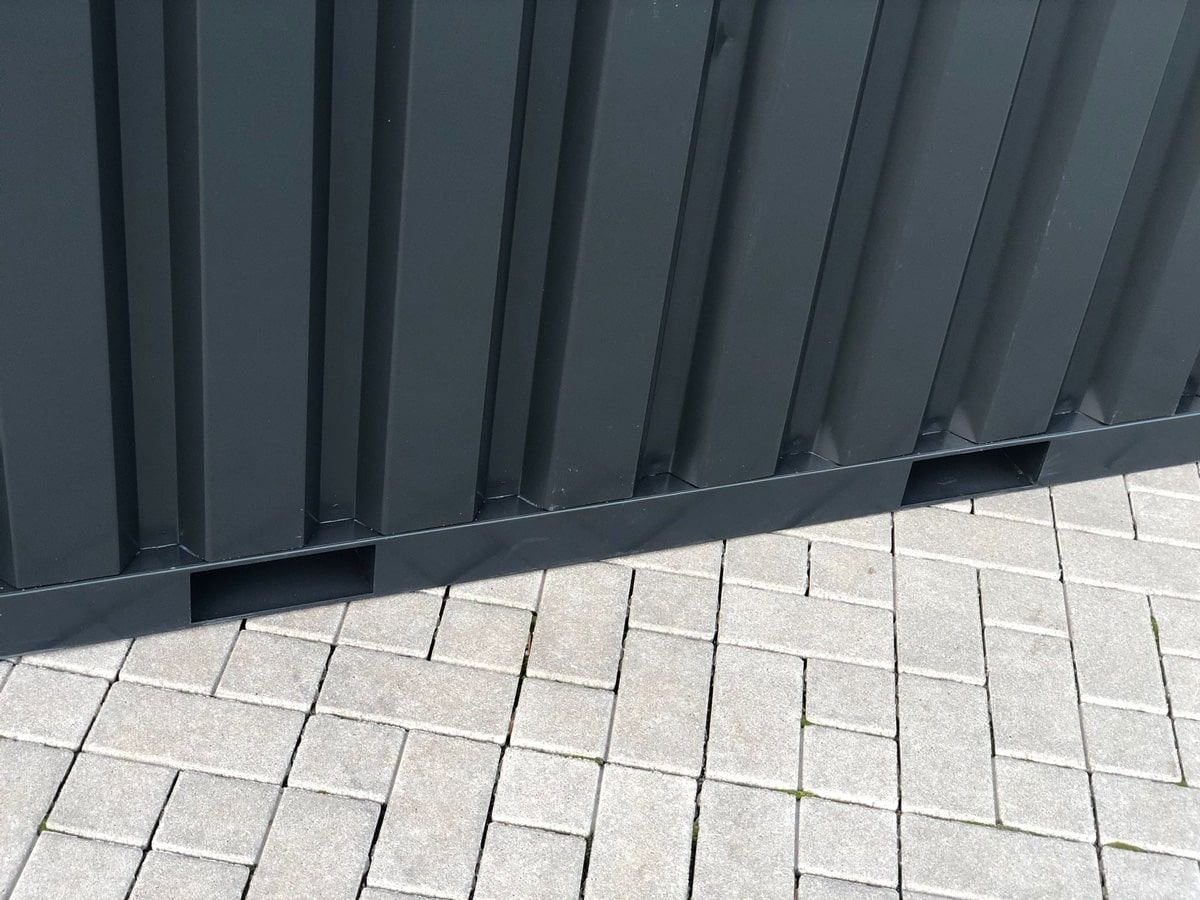 Container MC3, lackiert RAL 7021 Schwarzgrau, H 2090 x B 2142 x T 2950 mm, Tür stirnseitig einflügelig – Bild 6