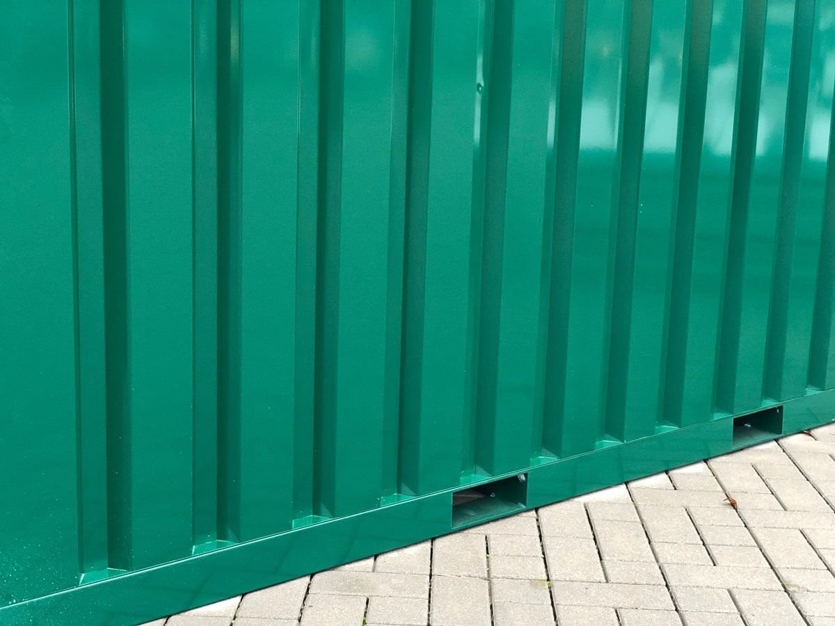Container MC3, lackiert RAL 6005 Moosgrün, H 2090 x B 2142 x T 2950 mm, Tür stirnseitig einflügelig – Bild 10
