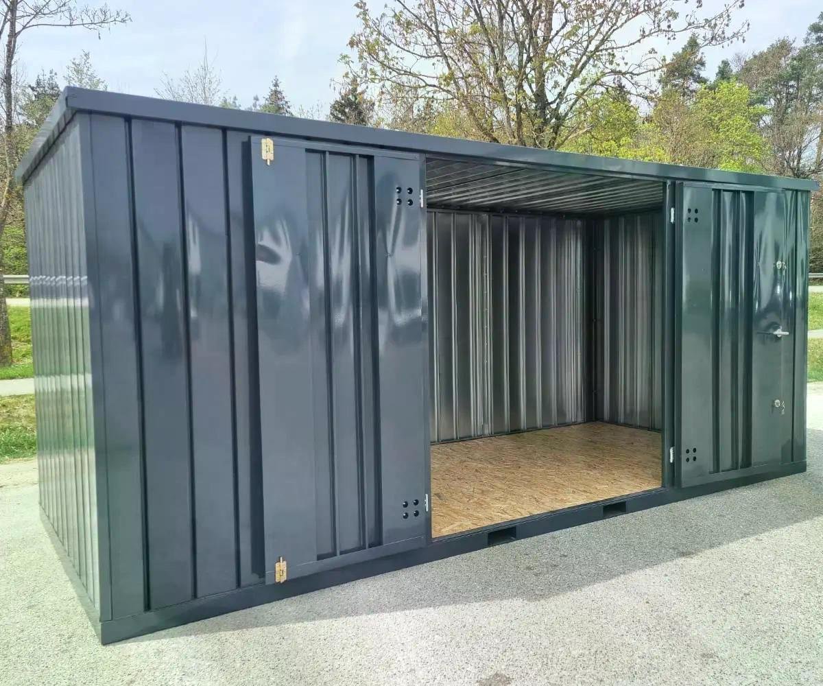 Materialcontainer MC6, lackiert RAL 7016 Anthrazitgrau, H 2090 x B 2142 x T 5882 mm, Tür längsseitig zweiflügelig – Bild 4