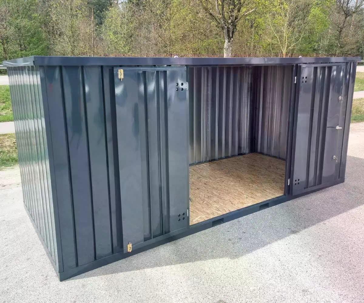 Materialcontainer MC6, lackiert RAL 7016 Anthrazitgrau, H 2090 x B 2142 x T 5882 mm, Tür längsseitig zweiflügelig – Bild 2