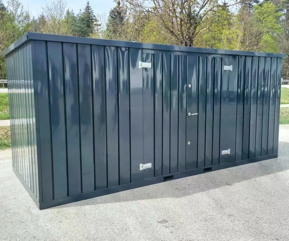 Materialcontainer MC6, lackiert RAL 7016 Anthrazitgrau, H 2090 x B 2142 x T 5882 mm, Tür längsseitig zweiflügelig – Bild 3