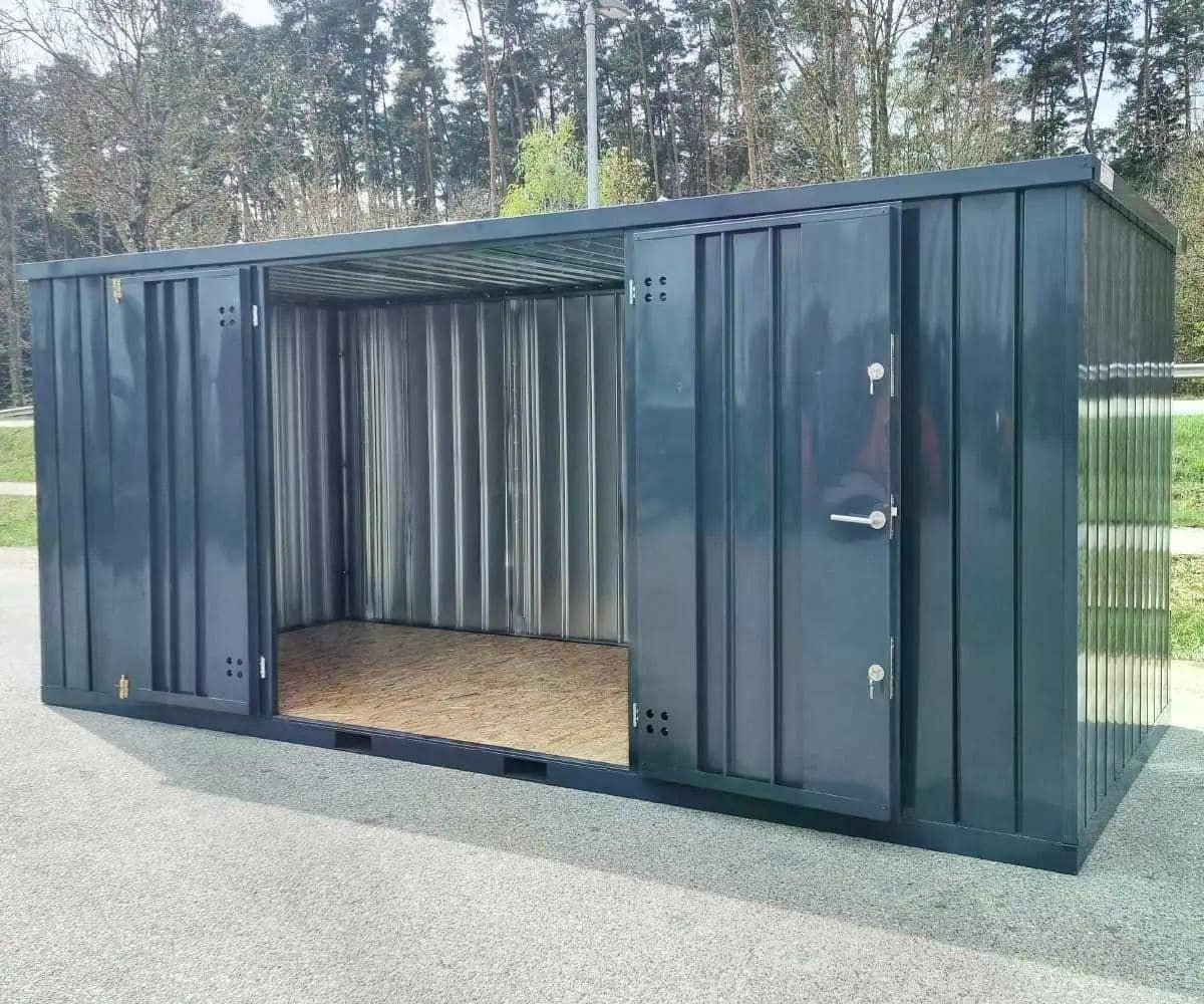Materialcontainer MC6, lackiert RAL 7016 Anthrazitgrau, H 2090 x B 2142 x T 5882 mm, Tür längsseitig zweiflügelig – Bild 5