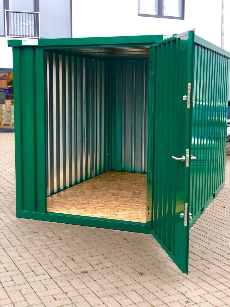 Container MC3, lackiert RAL 6005 Moosgrün, H 2090 x B 2142 x T 2950 mm, Tür stirnseitig einflügelig – Bild 2