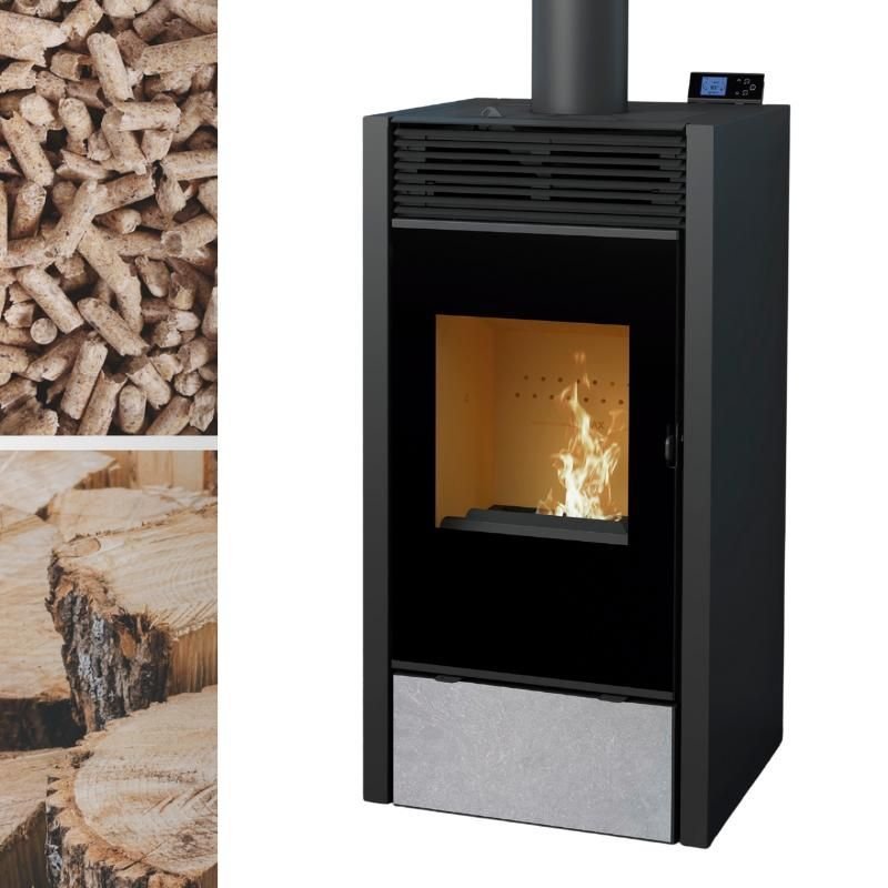 Poêle mixte hybride ventilé bois granules – BRONPI Hybrid 10 kW – Image 3