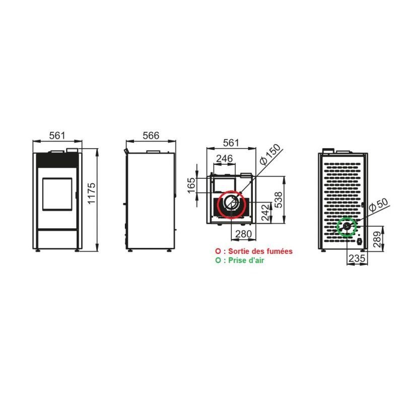 Poêle mixte hybride ventilé bois granules – BRONPI Hybrid 10 kW – Image 7