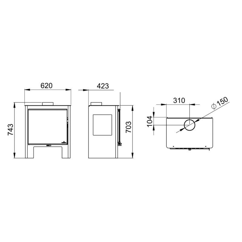 Poêle à bois 3 vitres raccordable – BRONPI Loreto 10 kW – Image 9