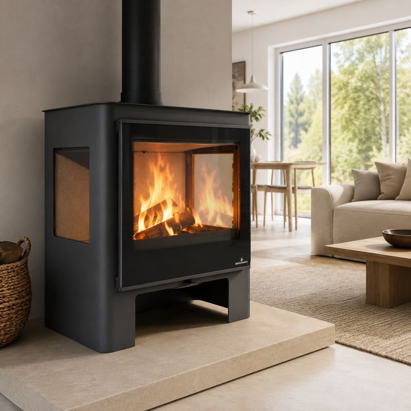 Poêle à bois 3 vitres raccordable – BRONPI Loreto 10 kW – Image 2