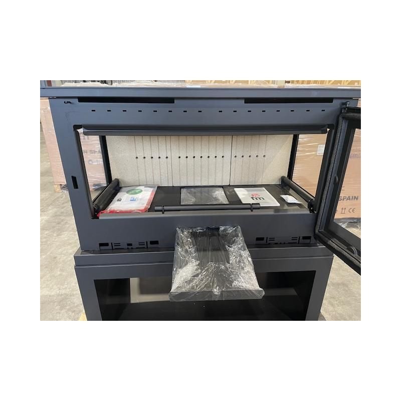 Poêle à bois raccordable 3 vitres avec bûcher – FIREMATIC Calgary – L 13.5 kW – Image 7