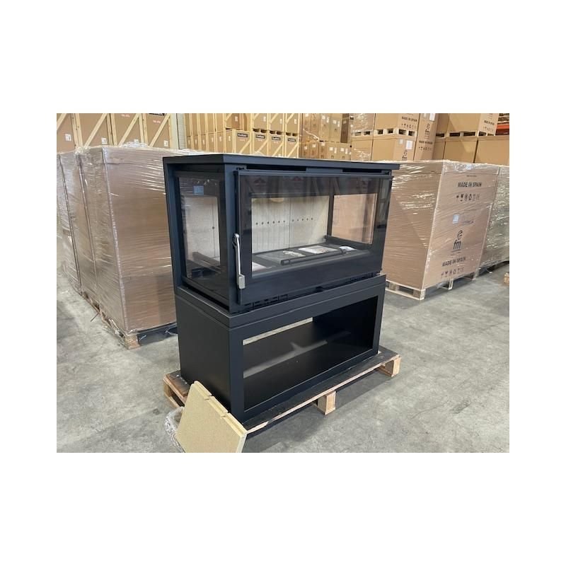 Poêle à bois raccordable 3 vitres avec bûcher – FIREMATIC Calgary – L 13.5 kW – Image 2