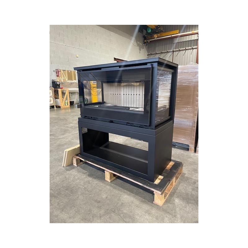 Poêle à bois raccordable 3 vitres avec bûcher – FIREMATIC Calgary – L 13.5 kW – Image 3