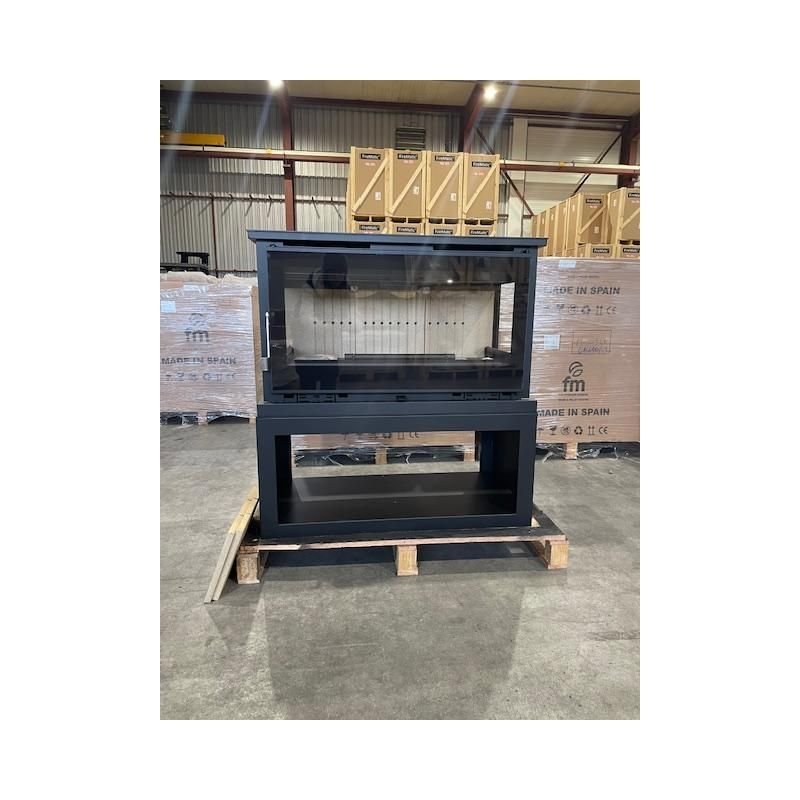 Poêle à bois raccordable 3 vitres avec bûcher – FIREMATIC Calgary – L 13.5 kW – Image 4