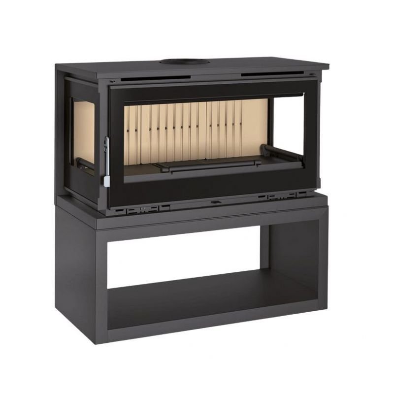 Poêle à bois raccordable 3 vitres avec bûcher – FIREMATIC Calgary – S 12.5 kW – Image 3